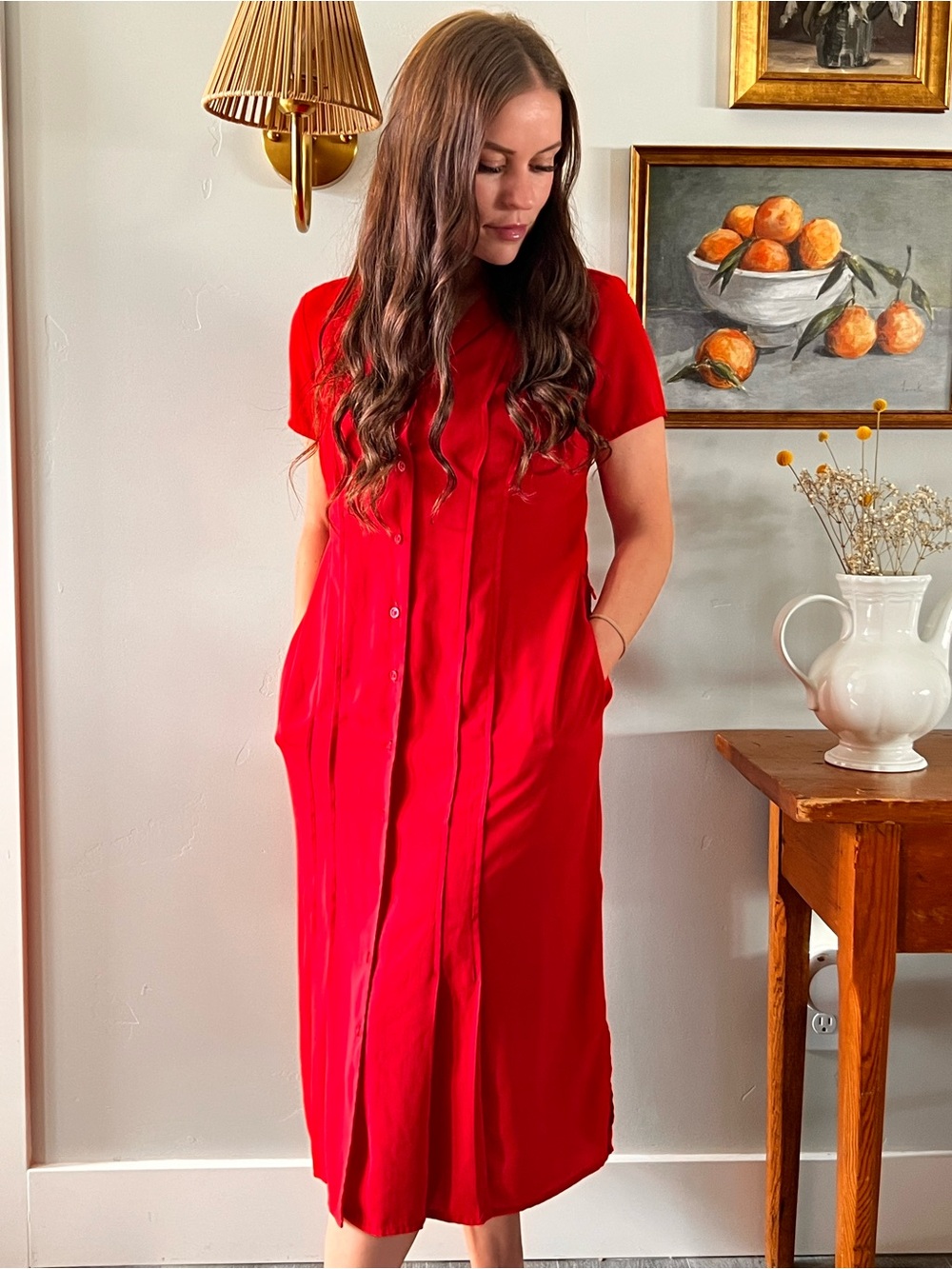 Dana Buchman Red Midi Dress